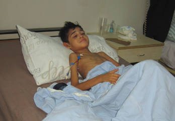 Young patient recovering after surgery